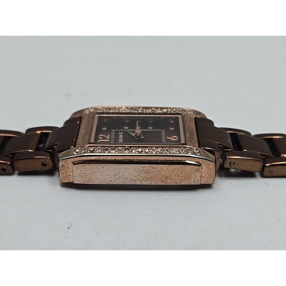 Gruen II Womens Rose Gold Rectangular Watch Crystal Bezel Brown Dial New Battery - Picture 9 of 10